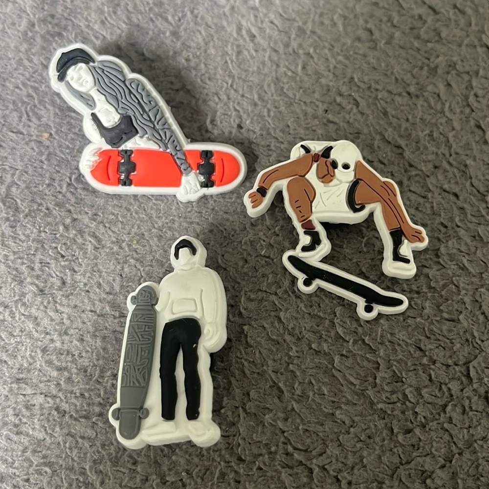 Skateboard skateboarding Croc shoe charms new set of 3